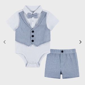 Andy & Evan Bodysuit Vest & Shorts + Newsboy Hat